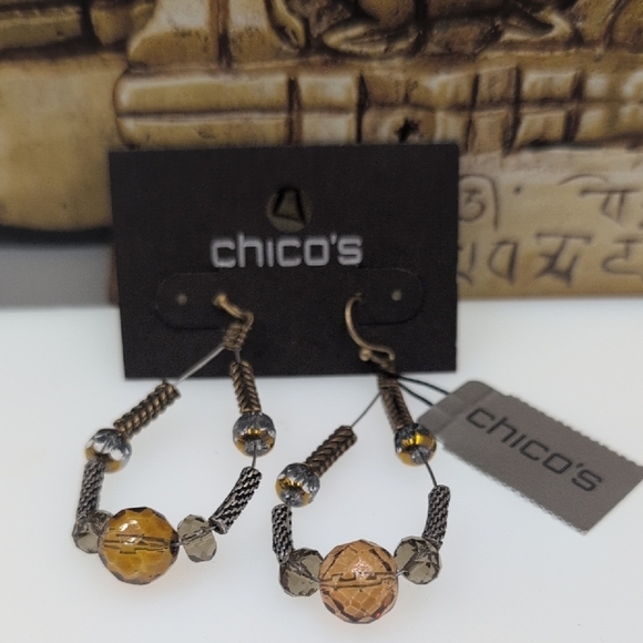 Chico's Gold and Silver Beaded Earrings - Picture 1 of 7